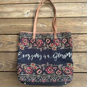 EST.1946 black “Everyday is a Blessing” canvas tote bag